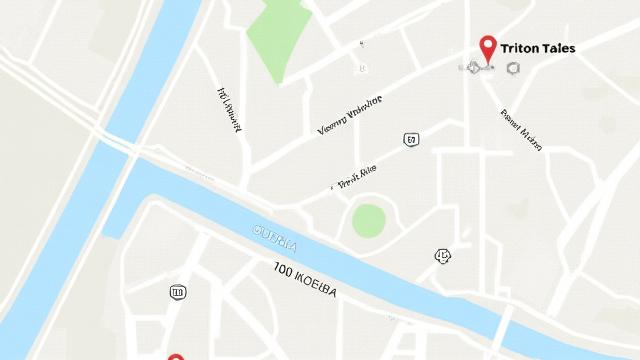 Vogelperspektive einer stilisierten Karte von Wien mit markiertem Triton Tales Standort.